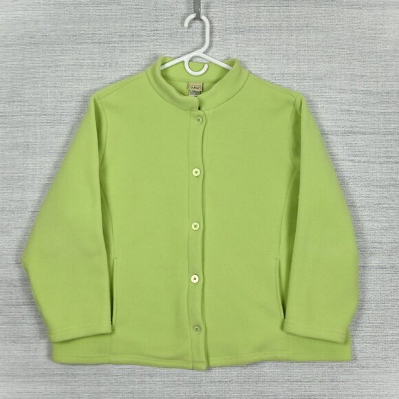 LL Bean 90s Fleece Polartec Thermal Oversized Mock Neck Lime Green Jacket Sz 2XL - Picture 3 of 16